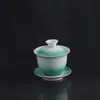 Juego de tres tazas de té esmaltadas de color degradado para uso doméstico, juego de té Kung Fu, cuenco de té, pieza individual, accesorio de ceremonia del té de lujo ligero