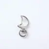 Llavero de aleación de zinc con forma de luna, con resorte, colgante de media luna abrible, colgante al por mayor, joyería, llavero de media luna