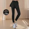 Ropa Exterior de Polar para Primavera, Pantalones de Yoga Falsos de Dos Piezas para Mujer con Bolsillos, Pantalones Largos de Fitness de Cintura Alta para Levantar Glúteos, para Correr y Entrenamiento