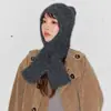Cachecol Protetor de Pescoço Fofo, Chapéu com Capuz Peça Única, Gorro de Lã Tricotado Quente de Inverno, Gorro Tricotado de Cor Mista à Prova de Frio