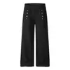 Pantalones deportivos holgados de pierna recta estilo callejero americano para hombre con diseño único, botones metálicos de doble botonadura y cintura elástica