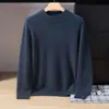 Suéter de cachemira estilo bebé para hombre, cuello alto medio, color liso, tejido grueso, casual y apto para negocios, capa base suave y cómoda