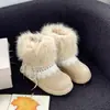 Botas de nieve de punto Fair Isle retro para mujer, nueva colección otoño/invierno 2026, con cordones, diseño versátil, cálidas y con forro de felpa de algodón.