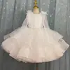 Novo Vestido Formal Infantil Saia de Performance Lantejoula Laço Vestido Formal para Meninas Vestido de Princesa Vestido de Festa Rodado