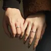 Anillos de Pareja Plata de Ley S925 Anillo de Banda Ancha con Diseño de Acabado Cepillado y Circonita Microincrustada, Regalo de San Valentín