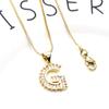 Collar con colgante de 26 letras en inglés para mujer, conjunto de cobre, colgante de circonita, cadena corta para clavícula LM