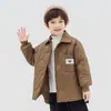 Jaqueta de Algodão Estilo Camisa com Forro Acolchoado Leve de Algodão para Outono e Inverno Infantil, Casaco de Algodão Leve para Bebês e Crianças Pequenas