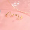 Pendientes de Rosca para Prevenir Pérdidas, Pendientes Doble Capa de Corazón, Aros de Oreja con Estrella Giratoria de Resorte, Pendientes de Alta Gama