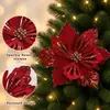 Enfeites de flor de Natal artificial transfronteiriços, flores falsas brilhantes e decorações para árvores de Natal para cenas festivas - direto do fabricante