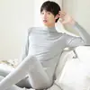 Roupas de outono calças compridas terno suéter masculino roupa íntima térmica primavera e outono juventude gola alta gola média inverno fino