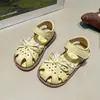 Sandalias para Niña Estilo Coreano Encaje Zapatos de Princesa 2026 Verano Niñas Pequeñas Transpirables Suela Suave Punta Cerrada Sandalias Huecas