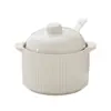 Olla de Cerámica Impermeable para Estofado Tazón Doméstico para Huevo al Vapor con Tapa Tazón para Natillas al Vapor Olla de Barro Taza para Sopa Individual Olla Pequeña para Estofado