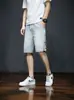 Pantalones Cortos de Verano Finos de Mezclilla para Hombre, Pantalones de Cinco Puntos Bordados Sueltos, Ropa de Trabajo de Marca Moderna, Pantalones Cortos Versátiles Casuales de Longitud Media