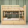 Litera de Tronco de Madera Maciza con Estante Lateral de Almacenamiento y Cajón para Uso Doméstico Cama Alta y Baja Infantil Tablero de Cama Engrosado