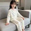 Pijama de Algodón Nube para Niñas Conjunto de Manga Larga y Pantalón Largo Cuello en V Dibujos Animados Lindo Ropa de Casa para Primavera y Otoño para Niños Mayores