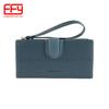 Cartera larga casual fresca portátil de dos pliegues con correa de muñeca, hebilla, monedero, ultradelgada, para múltiples tarjetas