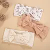 Europeo y Americano Isn Nuevo Adorno para la Cabeza Infantil Algodón de Canalé Ultra Suave Diadema de Lazo para Bebé Juego de Tres Piezas Accesorios para el Cabello de Bebé
