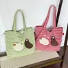 Bolsa de Lona Fofa de Desenho Animado da Moda para Mulheres Nova de Nicho Xadrez Bolsa de Mão para Viagem e Dia a Dia Bolsa de Ombro Único Transversal para Mulheres