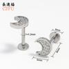 Aretes de Acero Inoxidable con Circonita, Aretes Versátiles de Moda Europea y Americana, Tornillos Planos con Rosca Interna para Labio, Joyería para Piercing