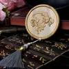 Estilo Chino Regalo Especial Sándalo Verde Portátil Espejo Cosmético Madera Maciza Portátil Tallado Pequeño Espejo Redondo para Extranjeros