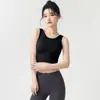 Top de Tirantes de Yoga Adelgazante Mate de Secado Rápido para Mujer con Soporte Lateral en el Busto y Sujetador Incorporado para Fitness