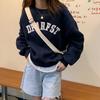 Suéter casual estilo coreano para casal, casaco feminino com design preguiçoso e grosso, de veludo fino, gola redonda, suéter fashion