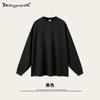 Camiseta Larga Holgada de Manga Larga Color Macarrón Liso Cuello Redondo Estilo Americano Trendy Desgastada Lavada Oversize para Hombre Otoño 2025
