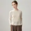 Suéter de punto para mujer, mezcla de seda y cachemira, cuello redondo, tejido grueso de siete puntos, manga larga, con diseño trenzado, adecuado para usar en capas, nuevo estilo otoño e invierno