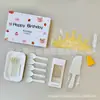 Juego de cuchillo, tenedor y plato para pastel en caja de regalo cinco en uno, juego de vajilla desechable para postres, juego de vajilla para pastel de cumpleaños