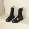 Botas Elásticas Ajustadas para Mujer, Tacón Grueso, Nuevos Estilos Otoño/Invierno 2026 Mocasines, Botines Cortos, Botas Martin, Tacón Medio, Botas de Algodón con Forro de Felpa