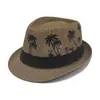 Sombrero de Paja de Papel de Ala Pequeña de Venta Caliente para Hombre Europeo y Americano, Sombrero de Sol de Paja de Verano, Sombrero de Sol de Playa con Estampado de Palmera