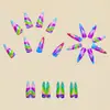 Uña Larga Forma de Almendra Arte de Uñas Año Nuevo Primavera y Verano Moda para Uñas Colorido Parche de Uñas Color Degradado Sizzy Rosa
