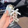 Estilo Coreano Borboleta com Diamantes Corrente de Pérolas Pingente de Chaveiro Laço Novo Criativo Luxo Leve Feminino Encanto de Bolsa Exquisito