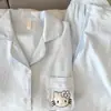 Pijama de Gaze de Algodão Puro com Desenho de Dachshund e Nuvem para Mulheres 2026 Novo Outono/Primavera Mangas Longas Cardigan Roupa de Casa Verão