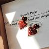 Pendientes Rojos Ancola de Otoño e Invierno Franceses Love Wave Dot Pendientes de Nicho Retro de Lujo Ligero Elegantes de Celebridad