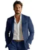 Comercio Exterior 2026 Nuevas Llegadas de Primavera para Hombre: Chaqueta de Doble Botón Estampada Business Casual, Traje para Hombre, Tallas Grandes, Estilo Británico