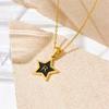 Moda Negro Estrella de Cinco Puntas Cadena Estrella Clavícula Lujo Ligero Elegante Acero de Titanio Simple Combinable Collar 26 Letras del Alfabeto Inglés