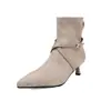 Botines elásticos ajustados para mujer, nuevos botines de gamuza para otoño e invierno, punta fina, con hebilla, tacón de aguja medio, botines elásticos sencillos para mujer