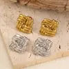 Brincos de Aço Inoxidável com Textura Quadrada Estilo Ins Brincos Femininos Design de Nicho Temperamento Brincos de Aço Inoxidável Banhados a Ouro 18k Transfronteiriços