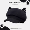 Gorra octagonal de cuero para mujer, gorra versátil, nuevo modelo 2026, gorra de boina adelgazante, gorra retro de artista para otoño e invierno, visera de copa profunda
