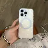 Funda para Teléfono Manzana Corazón Azul Lunares Frescos 17Promax Adecuada para Iphone16Pro Magnética Doble Capa 15Pro