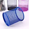 Arte em Ferro Vazado Porta-Canetas de Mesa para Armazenamento Papelaria Estudantil Multifuncional Colorido Escritório Redondo/Quadrado Grade Porta-Canetas