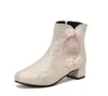 Pedido Extranjero de Amazon Otoño e Invierno 2025 Estilo Chino Hebilla Tacón Medio 33-43 Tendencia China Color Bloqueado Cheongsam Botines Bajos para Mujer