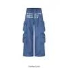 Pantalones de carga de estilo ins de moda para hombre y mujer, adelgazantes, modernos, de corte holgado, estilo retro americano workwear, pierna ancha estampada