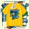 Camiseta de Manga Curta Co-Branded Minecraft Masculina Verão Infantil Minecraft Creeper Steve Tops Periféricos