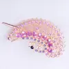Acessórios de Cabelo Vintage Presilha Pavão Grande Lateral Presilha Bico de Pato Presilha Grampo de Cabelo com Strass Temperamento Headwear de Cabelo Presilha de Prendedor para Mulheres