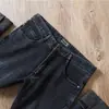Estación europea otoño e invierno grueso lavado desgastado algodón microelástico cintura media-alta ajuste casual recto hombres Jeans
