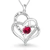 Exportación Transfronteriza Collar con Colgante de Corazón con Piedras del Zodiaco S925 Plata de Ley Diseño Simple y Moderno Cadena para Clavícula Corazón a Corazón Colgante