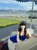 Chapéu Listrado Azul Marinho Retrô Chapéu de Praia Jk para Mulheres com Aba Larga e Circunferência de Cabeça Grande Boina Chapéu de Marinheiro