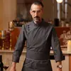 Uniforme de Cocina de Chef de Hotel para Hombre, Ropa de Manga Larga para Otoño e Invierno, Ropa de Trabajo Blanca Espesa para Restaurante